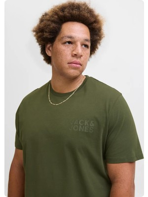 Jack & Jones Jack&jones 12158505 Sol Gogus Yazılı Buyuk Beden Kısa Kol Tshırt