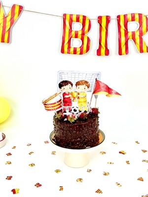 Fluparty Sarı - Kırmızı - Futbol Temalı XL Pasta Süsü Seti