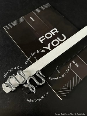 Fiori 2'li Gümüş Yılan Tokalı Kadın Pantolon Kemeri, Ceket Kemeri, Elbise Kemeri, Gömlek Kemeri