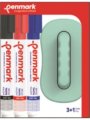 Penmark Beyaz Tahta Kalemi 3lü Set ve Silgi HS-305-TK-3S