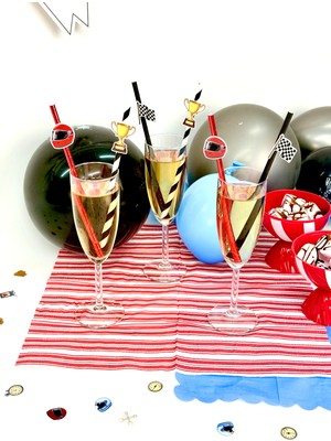 Fluparty Vintage Racing - Yarış Arabası Temalı Figürlü Pipetler (12 Adet)