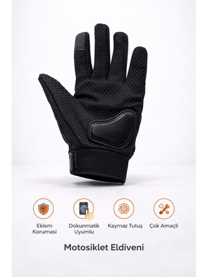 BelcoTech  Uzun 3 Mevsim Korumalı Motosiklet Eldiveni Avuç içi Korumalı Dokunmatik Özelliği Yasaya Uygun Uzun Siyah Motor Eldiven Kemik Motorcu Eldiveni