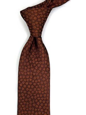 Kravatkolik Potenza Style Bakır Çiçek Desen Italyan Ipek Kravat İK2294