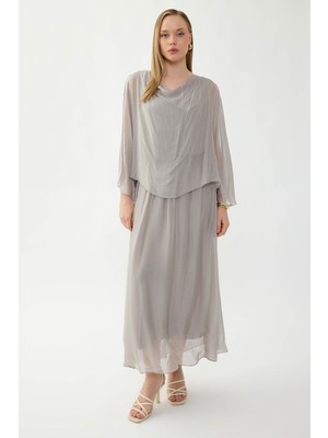 Vitrin Astarlı Uzun Ipek Elbise