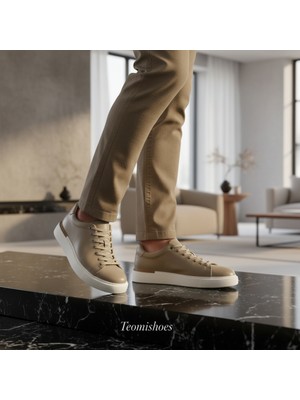 Sütlü Kahverengi Erkek Sneaker Ayakkabı ( Beyaz Taban )