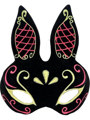 Siyah Kırmızı Gold Tavşan Maskesi