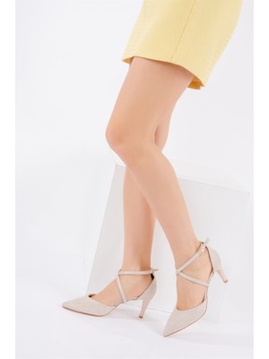 Fox Shoes Bej Kadın Topuklu Ayakkabı D654054802