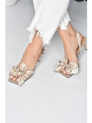 Fox Shoes Vizon Kadın Topuklu Ayakkabı Kumaş Neolit Taban 8 cm Yükseklik K749384904