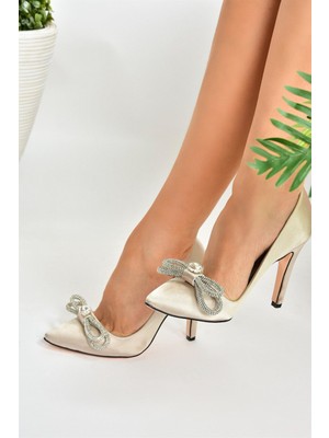 Fox Shoes Ten Saten Kumaş Taşlı Kadın Stiletto M253972004