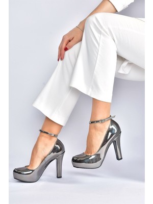 Fox Shoes Platin Ayna Platform Topuklu Kadın Abiye Ayakkabı M348007734