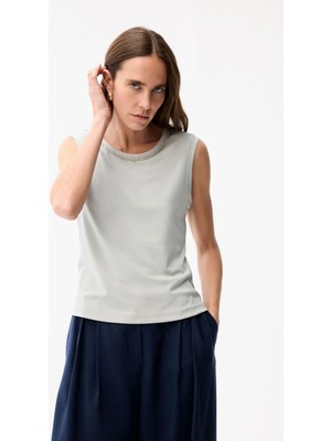 Adl Taş Detaylı Kolsuz Bluz Mint 11545068001