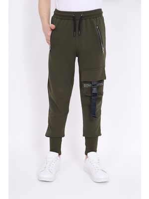 Toontoy Erkek Çocuk Beli Paçası Ribanalı Fermuar Cepli Basic Jogger Eşofman Altı - Kargo Cep & 2 Iplik