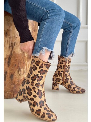 Üreticiniz Birta Leopar Cilt Streç Topuklu Bot 481348