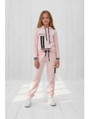 Black Steel Garson Boy Kız Baskılı Kapşonlu Eşofman Takımı