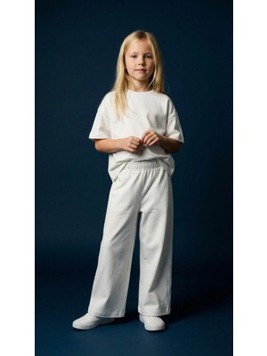 Magu Kız Çocuk Pamuklu Basic Takım - Kısa Kollu T-Shirt ve Bol Paça Pantolon