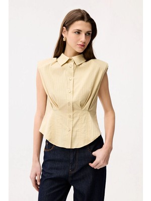 Adl Pile Detaylı Kolsuz Gömlek Mint 13044815002
