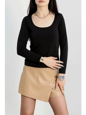 Üreticiniz U Yaka Kaşkorse Bluz Siyah A132 481348