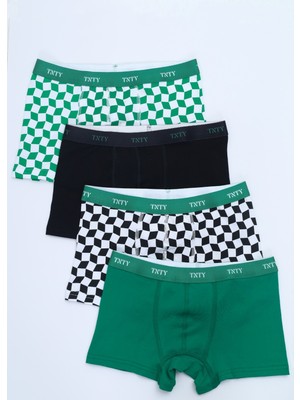 Toontoy Erkek Çocuk Pamuklu Lastikli Boxer - 4'lü PAKET-TK24826