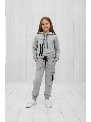 Black Steel Garson Boy Kız Baskılı Kapşonlu Eşofman Takımı