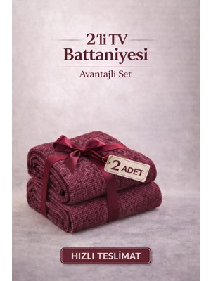 2’li Pamuklu Çift Kişilik Skoc Tv Battaniyesi | 180×220 cm | Yumuşak & Dayanıklı