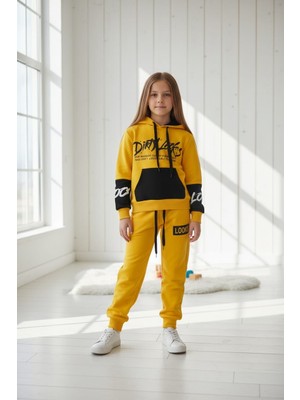 Black Steel Baskılı Kanguru Cepli Çocuk Boy Eşofman Takımı