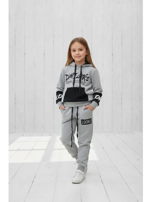 Black Steel Baskılı Kanguru Cepli Çocuk Boy Eşofman Takımı