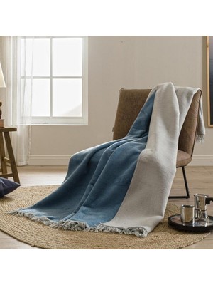 Özdilek Çift Kişilik Pamuk Battaniye Mavi-Gri