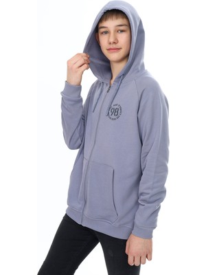 Toontoy Erkek Çocuk Kapüşonlu Fermuarlı Cepli Düşük Omuz Baskılı Reglan Kol Örme Hırka