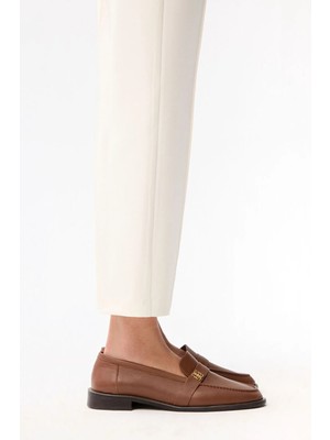 Adl Deri Logo Detaylı Ayakkabı Taba 10346522000