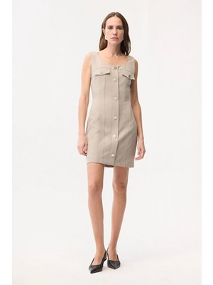 Adl U-Yaka Kolsuz Gabardin Elbise Mint 12446257000