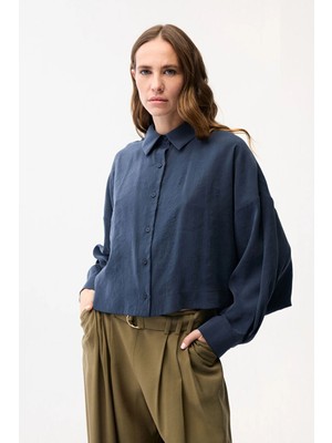 Adl Geniş Kesim Gömlek Lacivert 13046266000