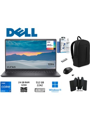 Dell Vostro 3530 I7-1355U 24GB 512GB SSD 15.6"120hz Laptop WINDOWS11 Pro N1601PVNB3530U+DUDDI Çanta+Mouse+Mousepad+Usbbellek+Temizlikkit