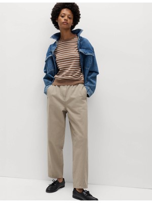 Marks & Spencer Saf Pamuk Elastik Bel Carrot Leg Pantolon