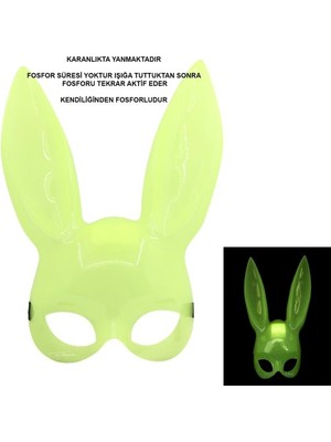 DS LLC Ieg™ Karanlıkta Parlayan Fosforlu Tavşan Maskesi – Glow Bunny Masquerade Maske (32X22 Cm) Dsll