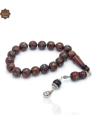 Midyat Nurtaş Gümüş Kırmızı Mavi Gümüş Işlemeli Gümüş Püsküllü Maskot Kuka Tesbih 201025208