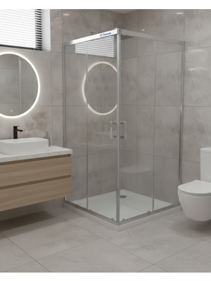 Db Banyo Dbbanyo Deniz Seri Köşe Giriş Duşakabin 5 mm Şeffaf Temperli Cam Parlak Profil H:190 cm 2S2H