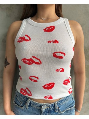 Üreticiniz Öpücük Baskılı Bluz 481348