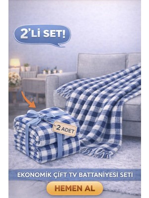 2’li Pamuklu Çift Kişilik Skoc Tv Battaniyesi | 180×220 cm | Yumuşak & Dayanıklı