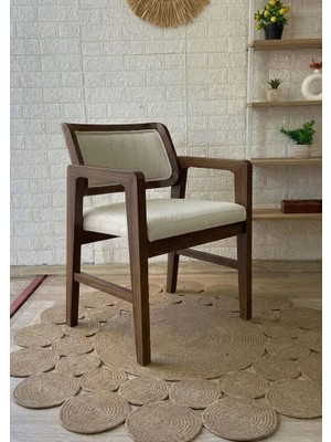 Silla Concept Istanbul Sandalye Teddy Krem Kumaş Ceviz Ahşap Sandalye