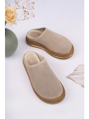 Sy Leather Brenda Model Hakiki Deri Delikli Kalın Taban Kadın Terlik