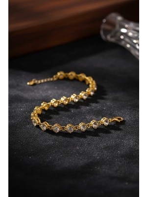 Moda Yaşar Altın Renk Taşlı Bileklik