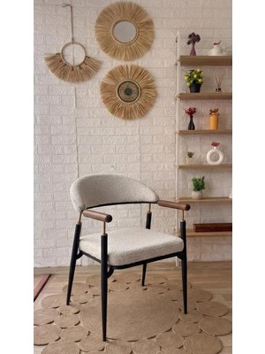 Silla Concept Soho Sandalye Calve Krem Kumaş Siyah Metal Sandalye