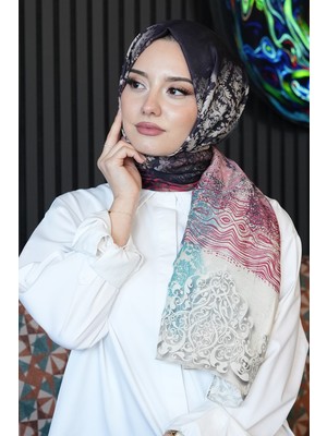 Afvente Dalgalı Desen Yeşil Soft Pamuk Şal