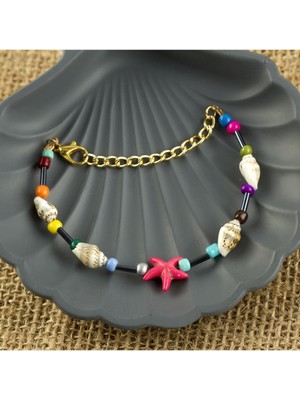 SiHako Deniz Yıldızı Turkuaz Taşlı Kristal Bileklik