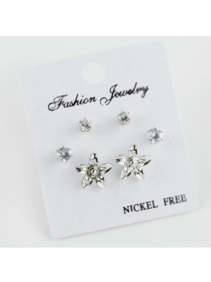 SiHako 6 Adet Çiçek Şekilli Taşlı Küpe