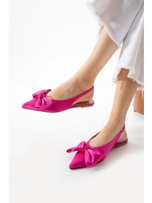 Üreticiniz Cenya Fuşya Saten Babet Ayakkabı 481348