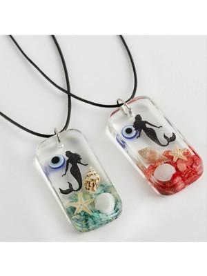 SiHako Oval Deniz Kızı Epoksi Canlı Kolye