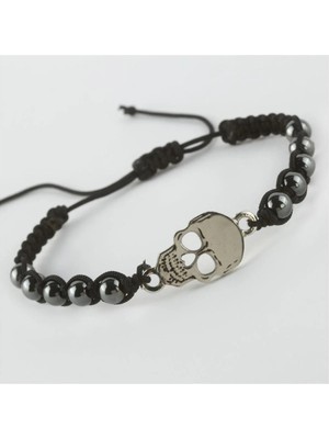 SiHako Kuru Kafa Figürlü Hematit Doğaltaşlı Makrome Örgülü Bileklik