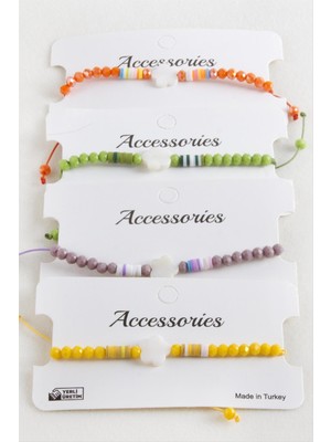 SiHako Çiçek Kristal Makrome Ip Bileklik