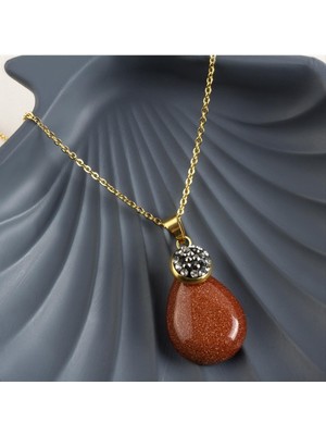 SiHako Kahverengi Yıldız Doğaltaşlı Markazit Kolye